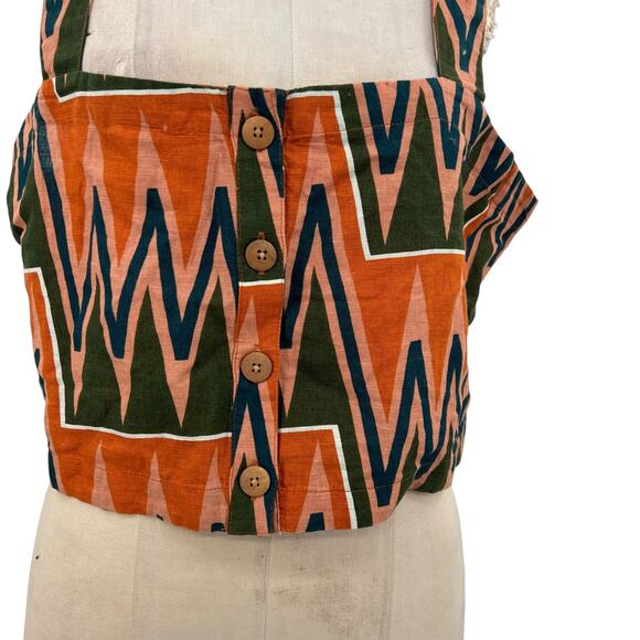 Veronica Beard Tiffany Top Cropped Orange Multicolor Geometric Print Size XL - Picture 4 of 11